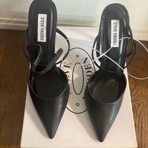 Steve Madden Sleek Black Double-Strap Slingback Heels